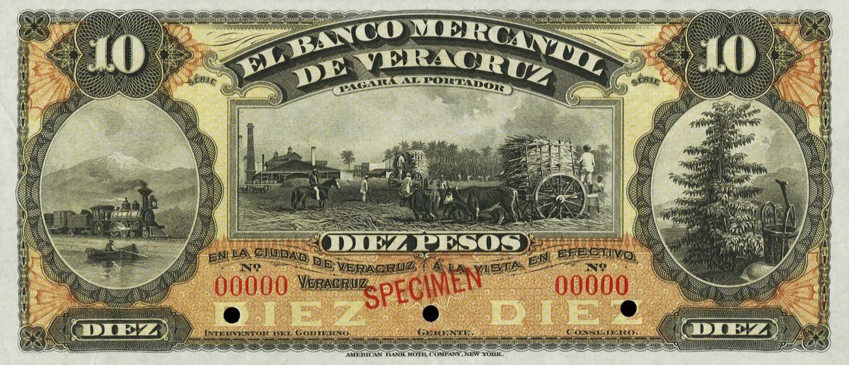 Front of Mexico pS438s: 10 Pesos from 1898