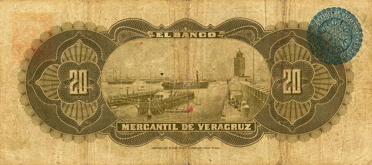 Back of Mexico pS440a: 20 Pesos from 1898
