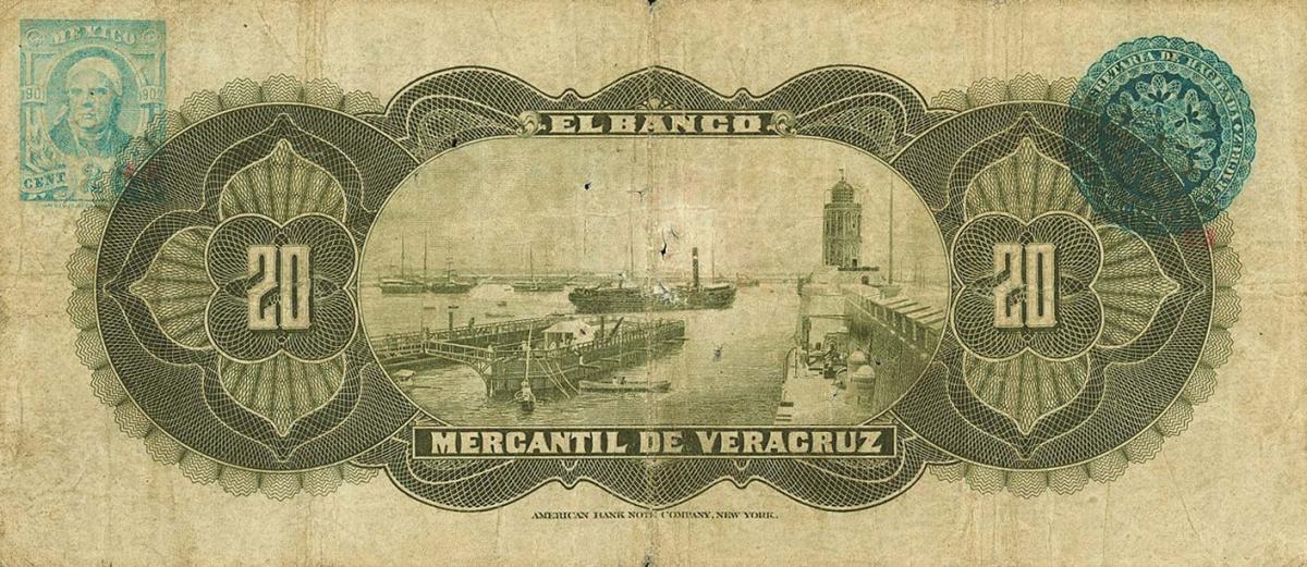 Back of Mexico pS440b: 20 Pesos from 1898