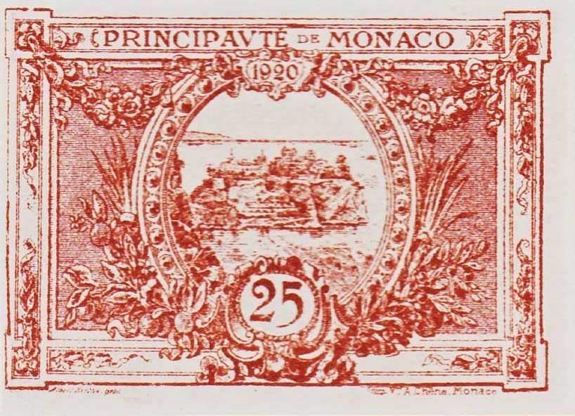 Back of Monaco p1a: 25 Centimes from 1920