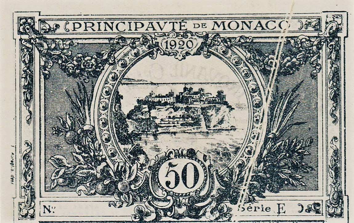 Back of Monaco p3r: 50 Centimes from 1920