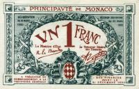 p5a from Monaco: 1 Franc from 1920