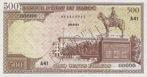 p45A from Morocco: 500 Francs from 1951