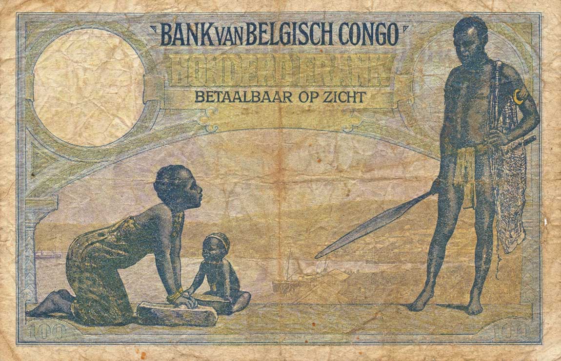 Back of Belgian Congo p11f: 100 Francs from 1929