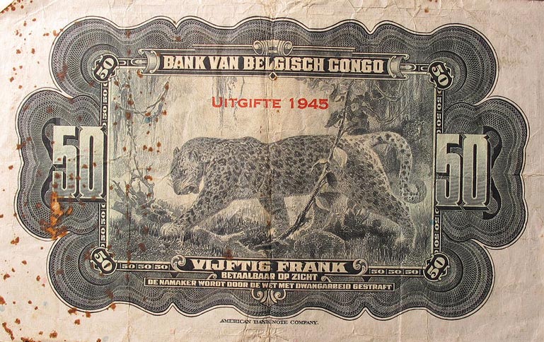 Back of Belgian Congo p16c: 50 Francs from 1945