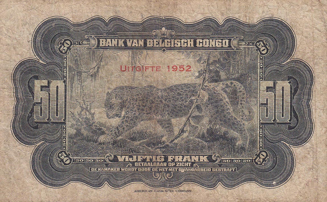 Back of Belgian Congo p16j: 50 Francs from 1952