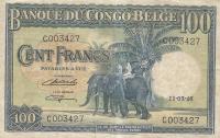 p17c from Belgian Congo: 100 Francs from 1946