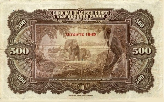 Back of Belgian Congo p18Ac: 500 Francs from 1945