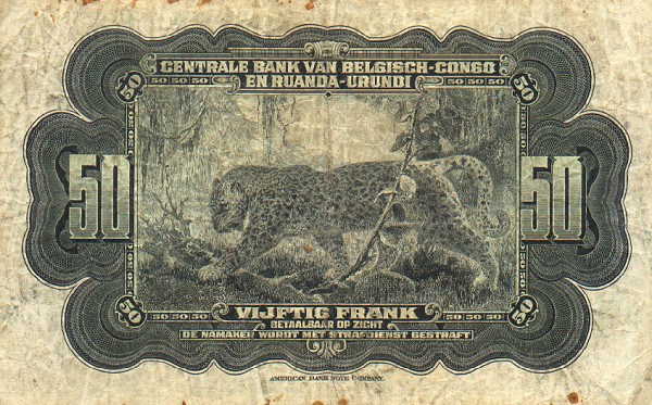 Back of Belgian Congo p24a: 50 Francs from 1952