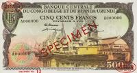 p34s from Belgian Congo: 500 Francs from 1957