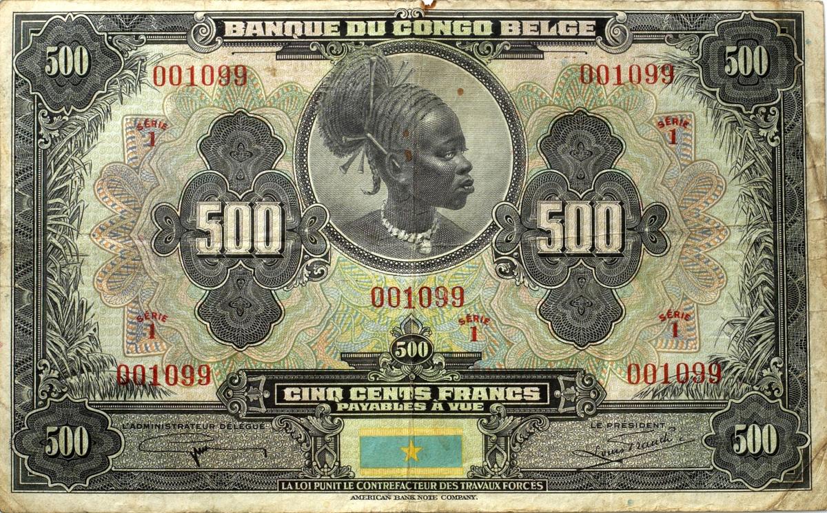Front of Belgian Congo p18a: 500 Francs from 1929