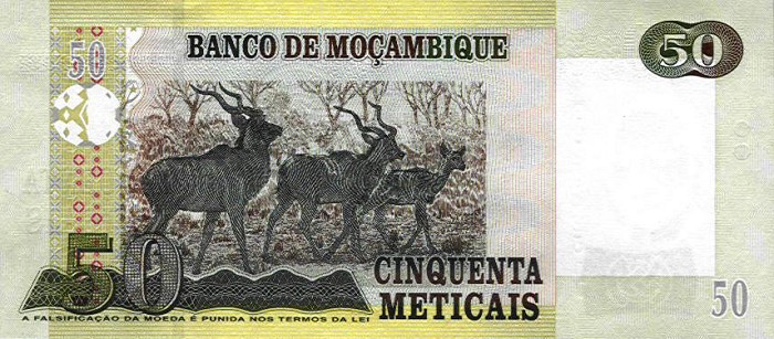 Back of Mozambique p144a: 50 Meticas from 2006