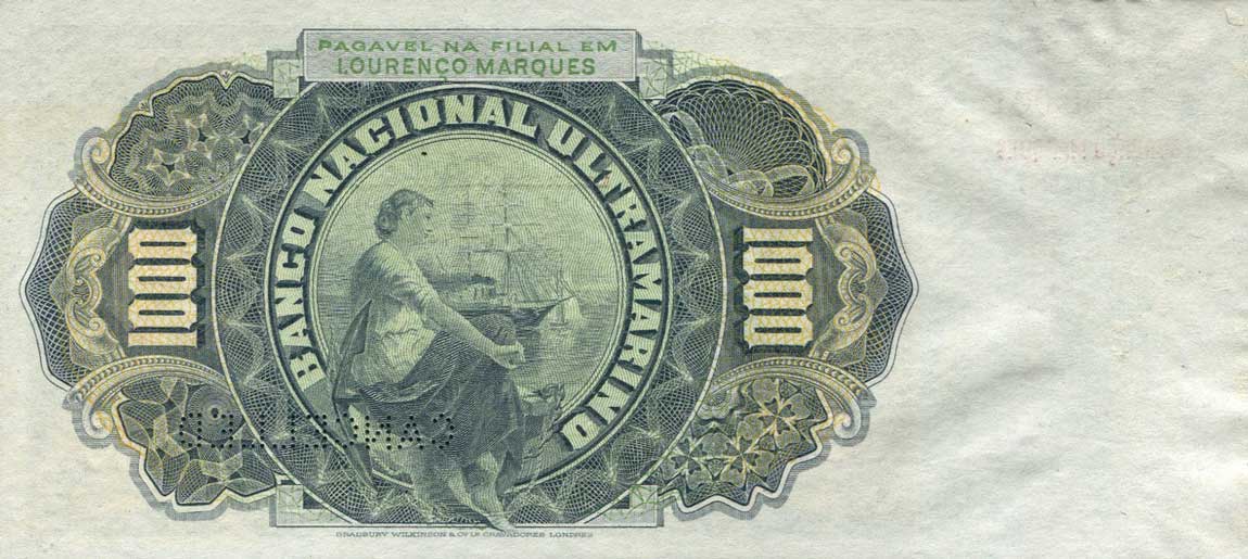 Back of Mozambique p33s: 1000 Reis from 1909