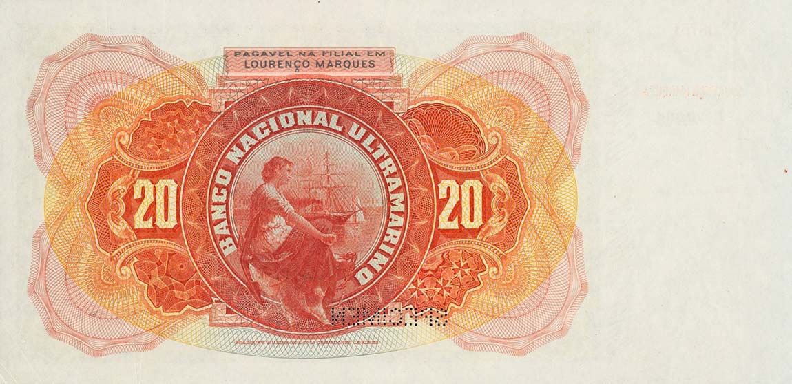 Back of Mozambique p40s: 20000 Reis from 1909