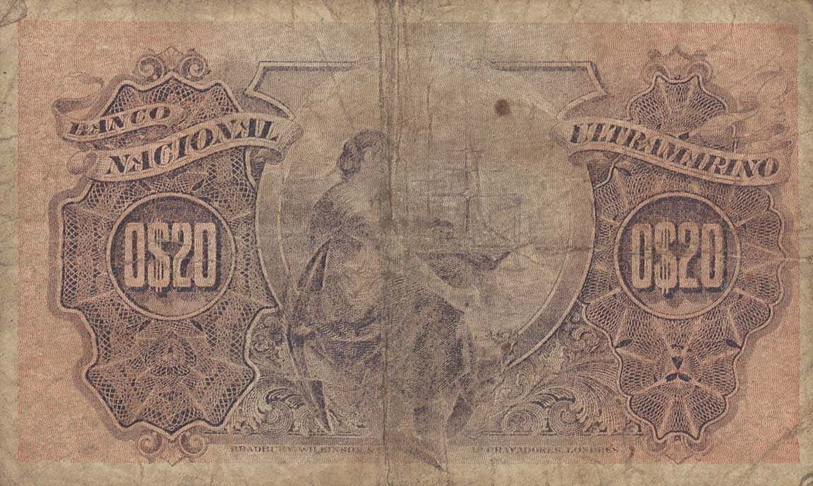 Back of Mozambique p57: 20 Centavos from 1914