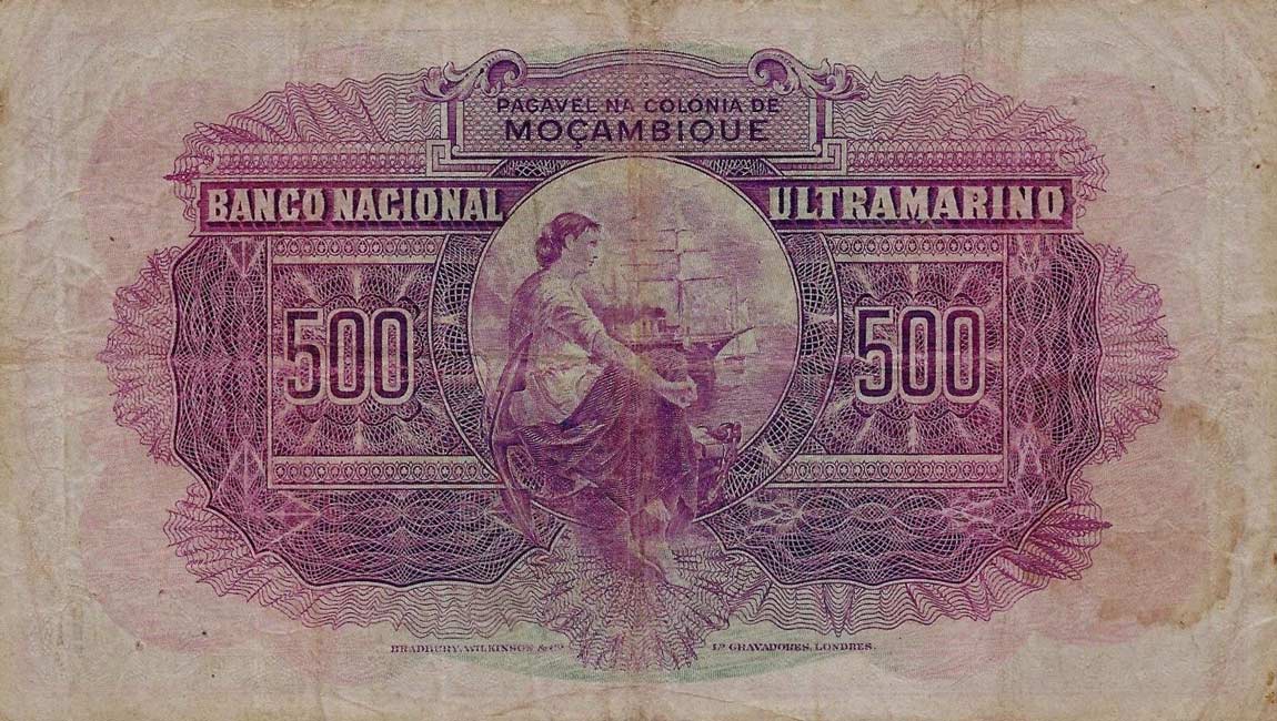 Back of Mozambique p98: 500 Escudos from 1945