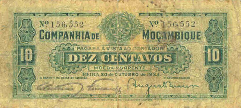 Front of Mozambique pR28a: 10 Centavos from 1933