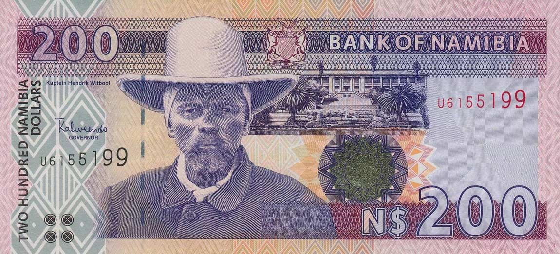 Front of Namibia p10b: 200 Namibia Dollars from 1996