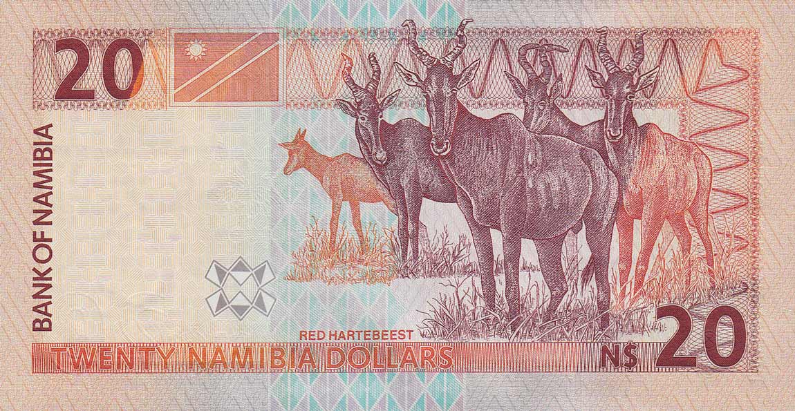 Back of Namibia p6a: 20 Namibia Dollars from 2002
