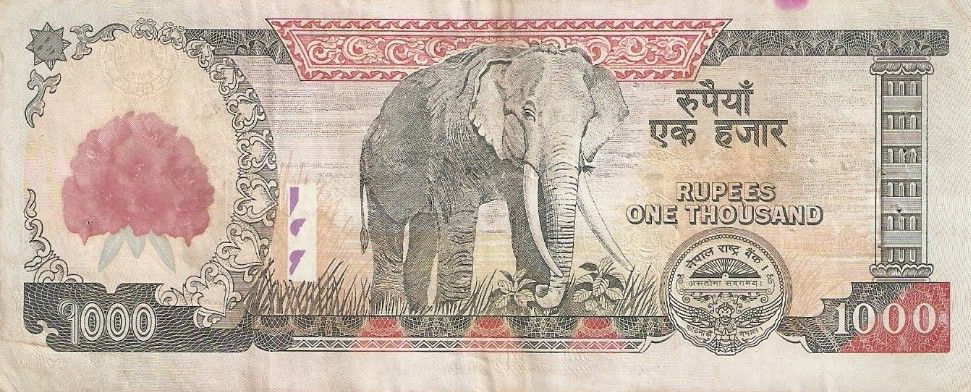 Back of Nepal p67a: 1000 Rupees from 2008