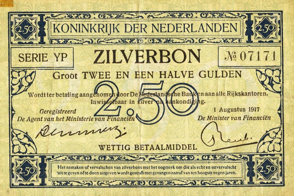 Front of Netherlands p11: 2.5 Gulden from 1917