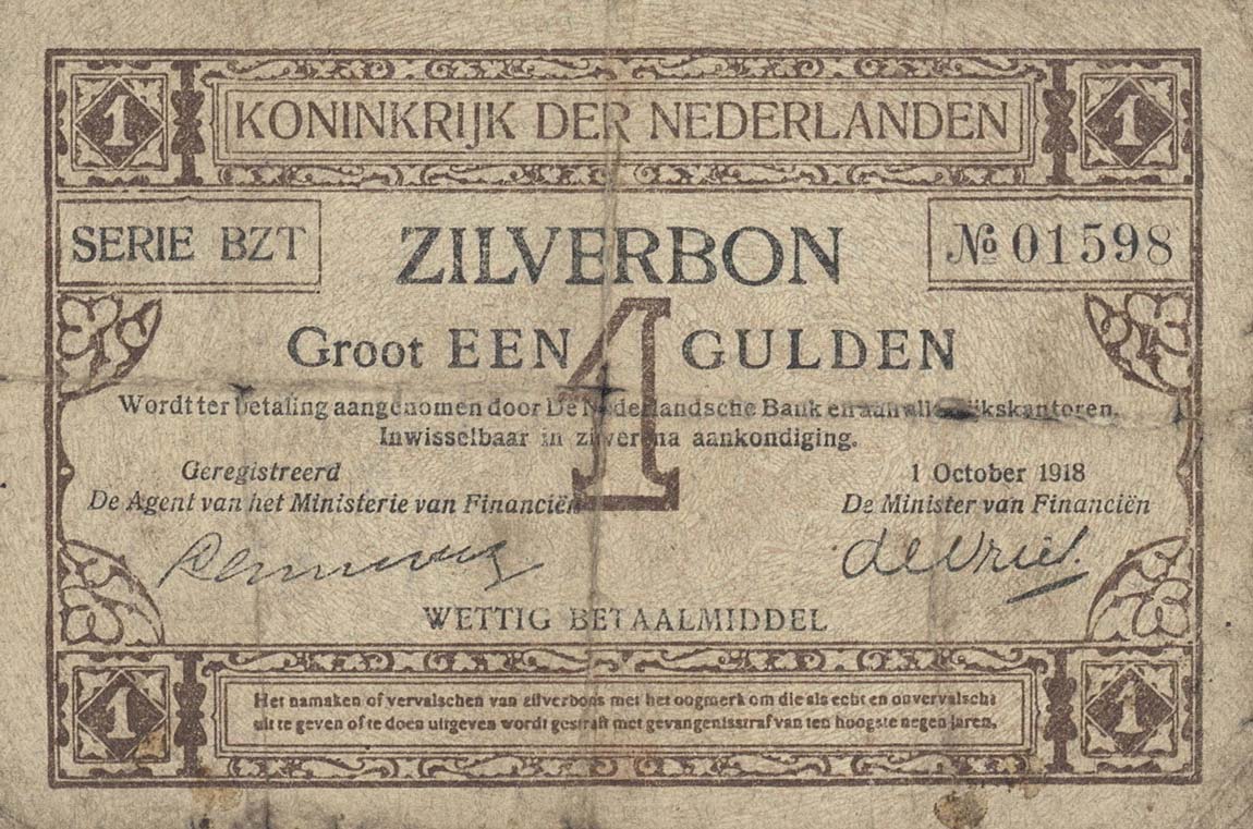 Front of Netherlands p13: 1 Gulden from 1918