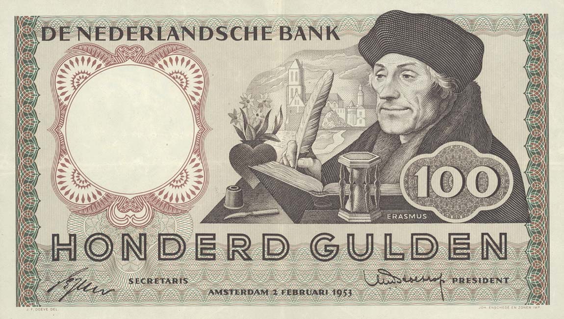 Front of Netherlands p88a: 100 Gulden from 1953