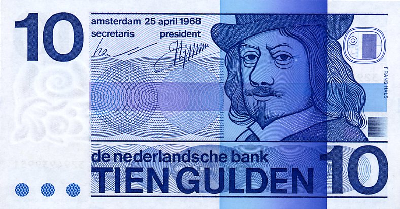 Front of Netherlands p91b: 10 Gulden from 1968