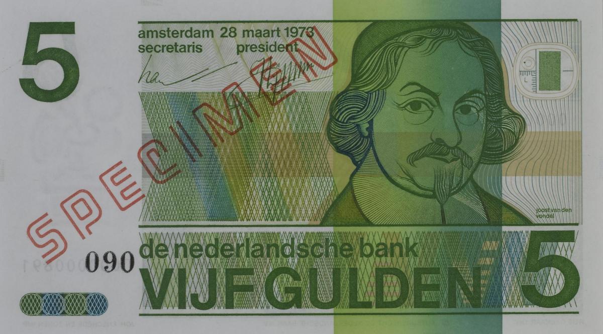 Front of Netherlands p95s: 5 Gulden from 1973