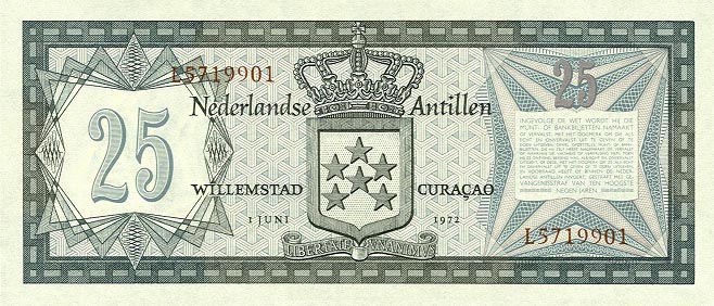 Back of Netherlands Antilles p10b: 25 Gulden from 1972