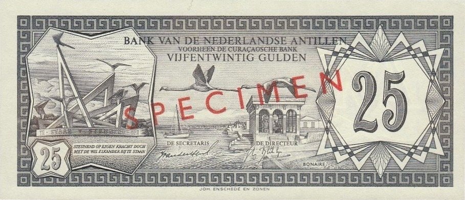 Front of Netherlands Antilles p10s: 25 Gulden from 1967