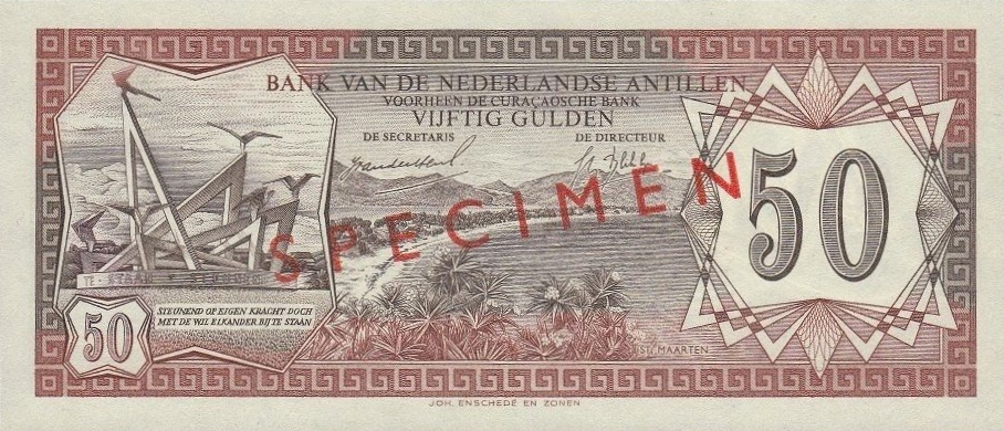 Front of Netherlands Antilles p11s: 50 Gulden from 1967