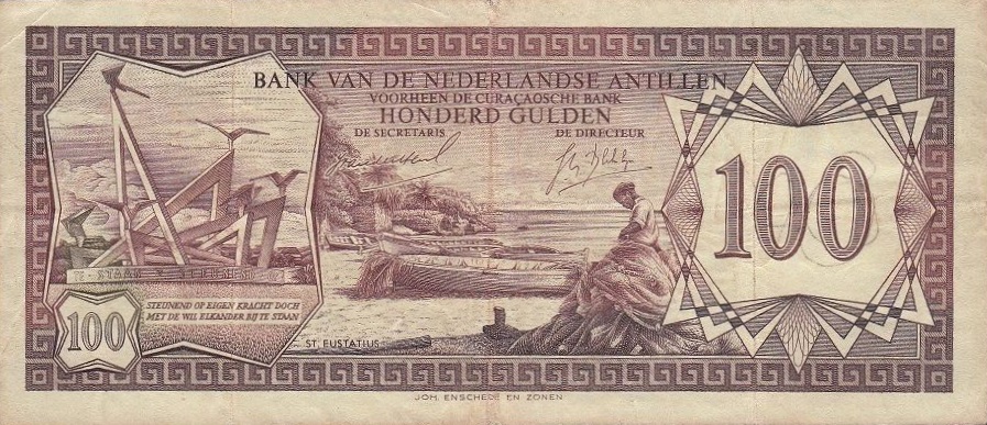 Front of Netherlands Antilles p12a: 100 Gulden from 1967