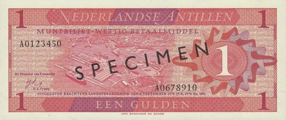 Front of Netherlands Antilles p20s: 1 Gulden from 1970