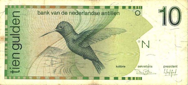 Front of Netherlands Antilles p23a: 10 Gulden from 1986