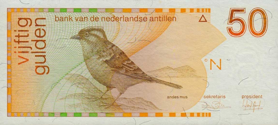 Front of Netherlands Antilles p25a: 50 Gulden from 1986