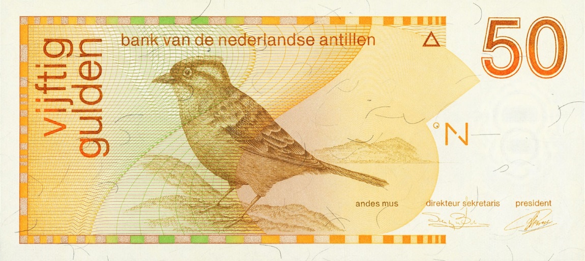 Front of Netherlands Antilles p25b: 50 Gulden from 1990