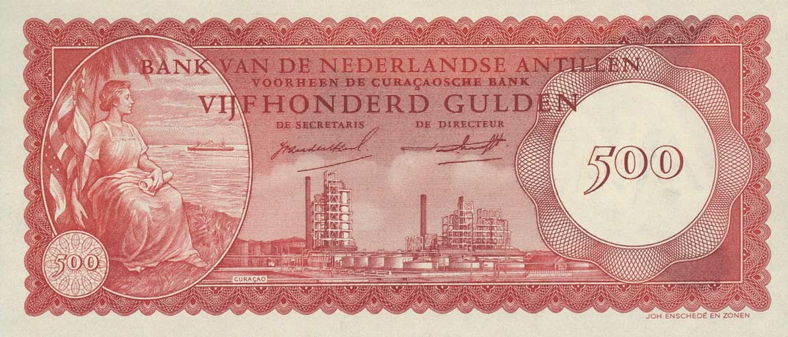 Front of Netherlands Antilles p7a: 500 Gulden from 1962