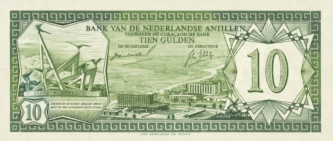 Front of Netherlands Antilles p9a: 10 Gulden from 1967