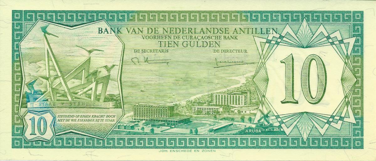 Front of Netherlands Antilles p16a: 10 Gulden from 1979