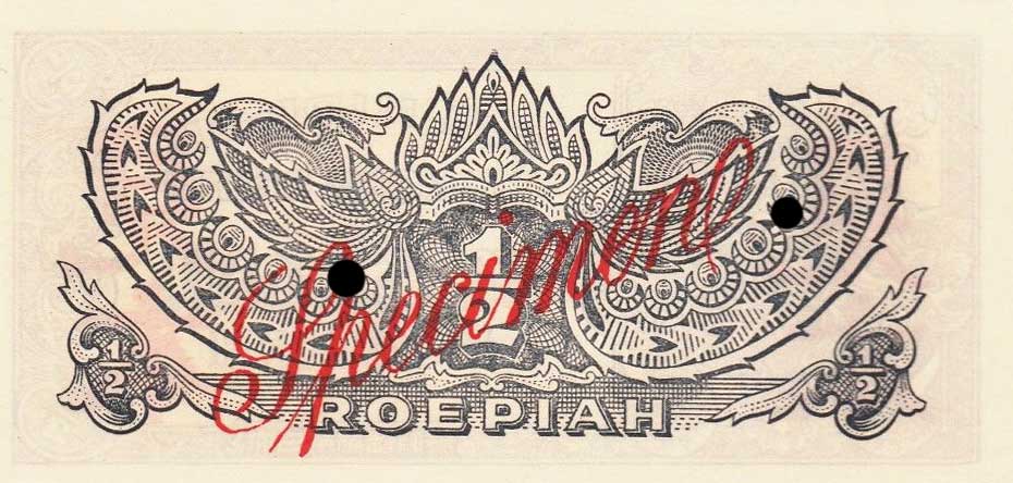 Back of Netherlands Indies p128s: 0.5 Roepiah from 1944