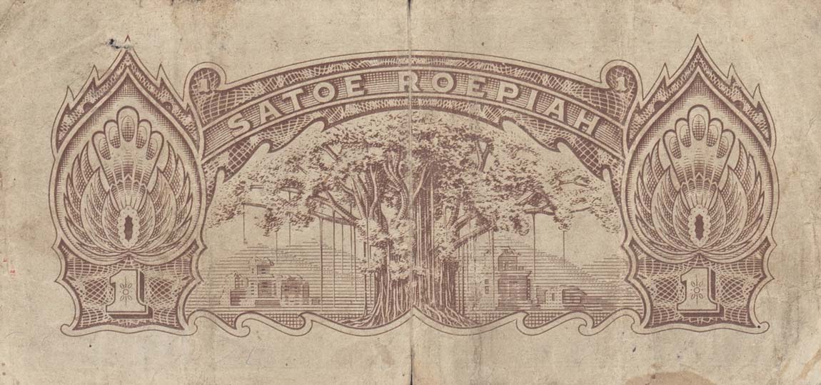 Back of Netherlands Indies p129a: 1 Roepiah from 1944
