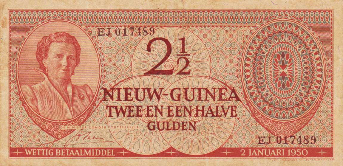 Front of Netherlands New Guinea p5a: 2.5 Gulden from 1950