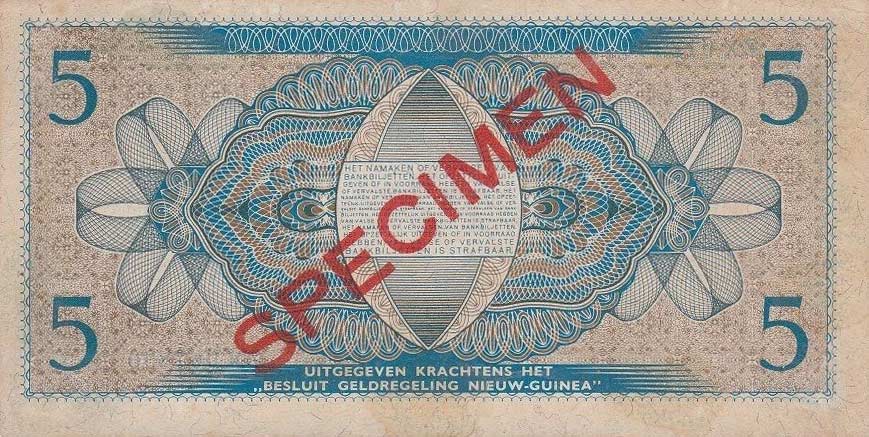 Back of Netherlands New Guinea p6s: 5 Gulden from 1950