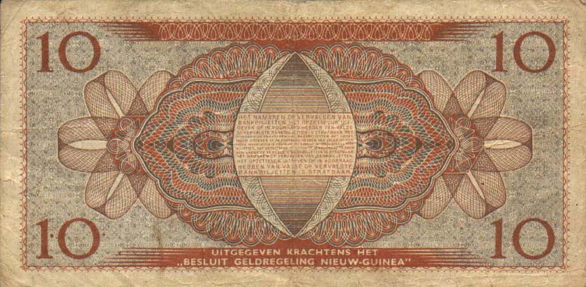 Back of Netherlands New Guinea p7a: 10 Gulden from 1950