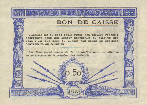 Back of New Caledonia p33a: 0.5 Franc from 1918