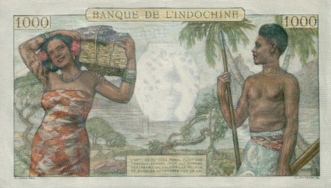 Back of New Caledonia p43a: 1000 Francs from 1940