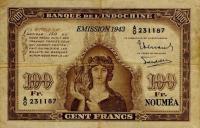 p46a from New Caledonia: 100 Francs from 1943