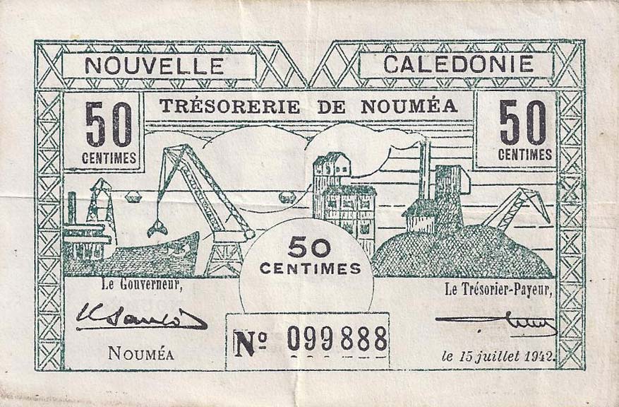 Front of New Caledonia p51: 50 Centimes from 1942