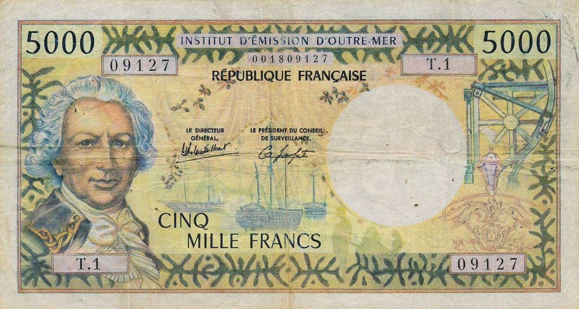 Front of New Caledonia p65c: 5000 Francs from 1982